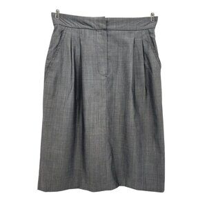 Max Mara Womens 4 Skirt Wool Silk Pleated Gray Knee Length Pencil Skirt Preppy